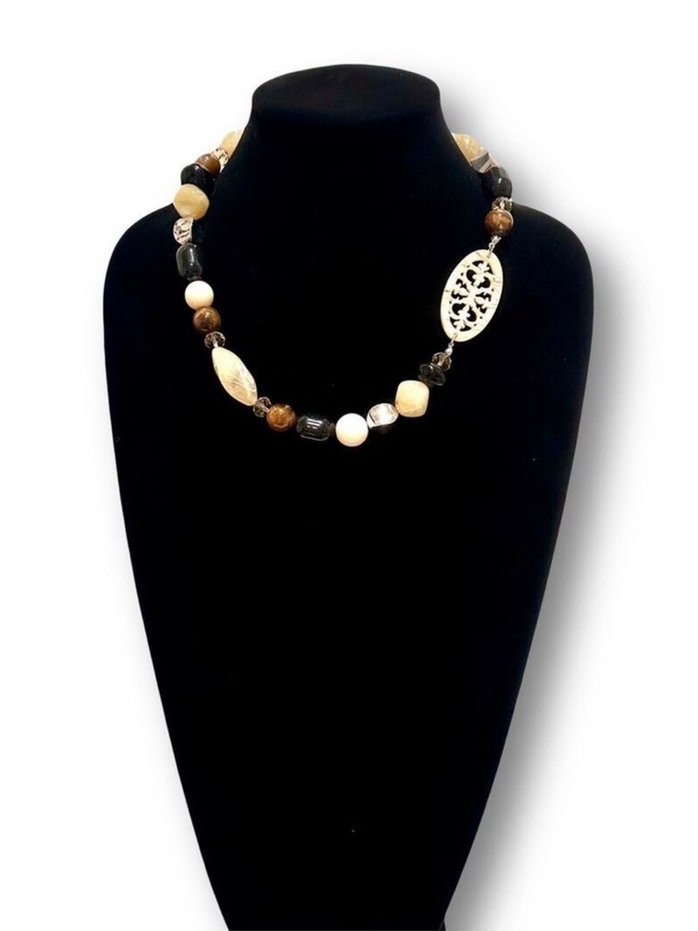 LANE BRYANT Natural Stone & Wood Accent Choker necklace nwt​